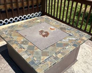 Square Tile-Top Propane Fire Pit Table