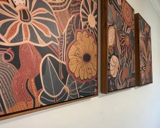 Set of Three Abstract Botanical Print Art Pieces