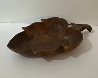Hand-Carved Wooden Leaf Bowl