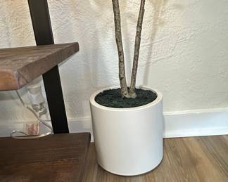 Artificial Olive Tree in White Cylindrical Pot