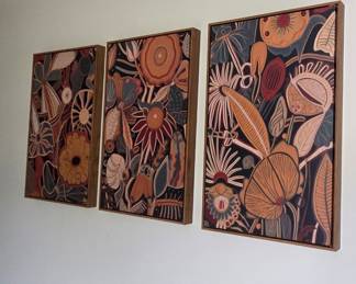 Mid-Century Modern Repro Botanical Triptych Set