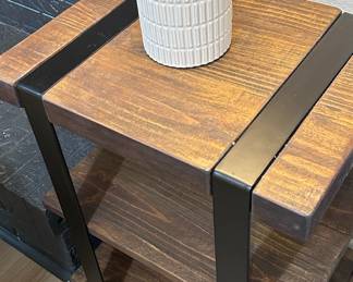 Industrial Style Wood and Metal End Table