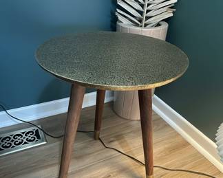 Mid-Century Modern Style Embossed Metal Side Table