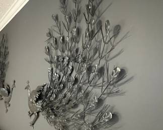 Mid Century Modern Style Metal Peacock Wall Decor Set