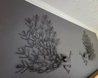 Mid-Century Style Metal Peacock Wall Decor