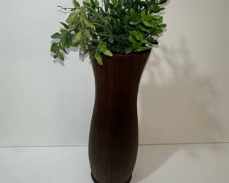 Wooden Vase with Faux Greenery