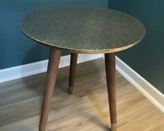 Mid-Century Modern Style Embossed Metal Side Table