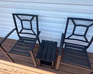 Black Metal Patio Set with Two Chairs and Side Table