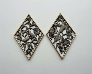 Mid-Century Syroco Style Diamond Shaped Wall Plaques (Set of 3)