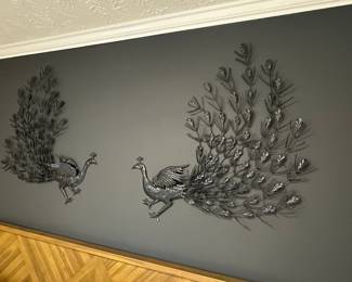 Mid Century Modern Style Metal Peacock Wall Decor Set