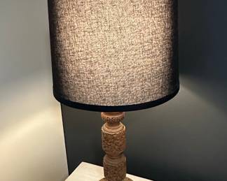 Indian Carved Wood Table Lamp Style