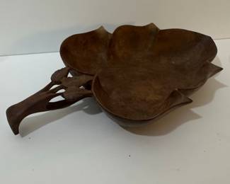 Hand-Carved Wooden Leaf Bowl