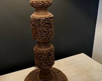 Indian Carved Wood Table Lamp Style