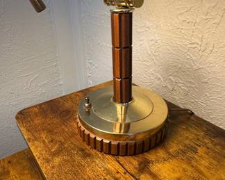 Adjustable Brass and Wood Desk Lamp