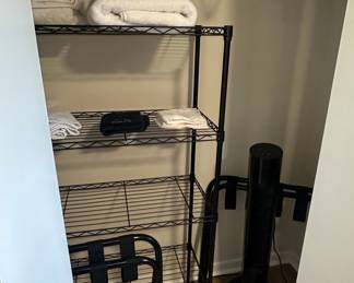 Wire Shelving Unit with Luggage Rack and Fan