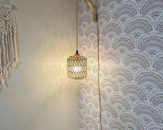Boho Rattan Style Plug-in Wall Sconce