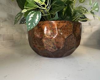 Faux Pothos and Fern Plant in Hammered Copper Pot