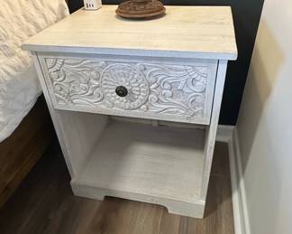 Pair of Carved Single Drawer Bedside Tables