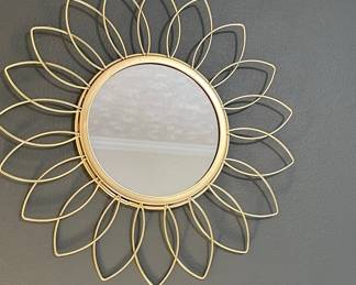 Gold Metal Flower Sunburst Mirror