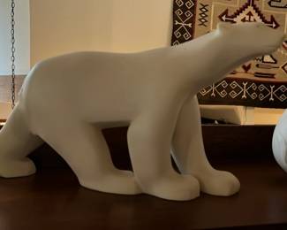 Matte White Ceramic Polar Bear Statue