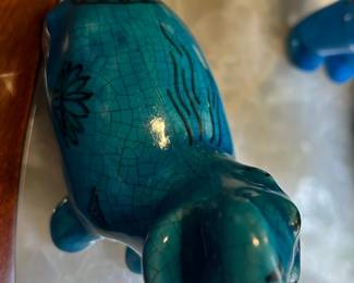 Pittock Museum Blue Ceramic Hippo