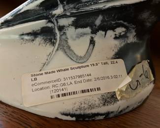 Stone Made Whale Sculpture 19.5in