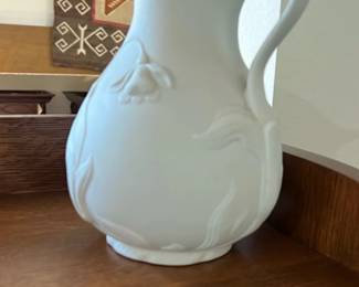 1993 MMA Embossed White Ceramic Pitcher