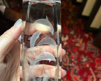 Crystal Dolphin Sculpture Paperweight