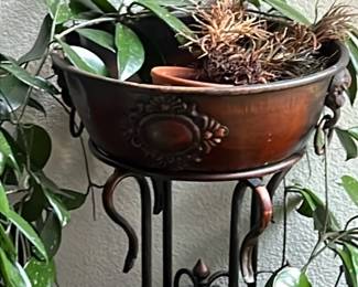 Antique Copper Planter with Stand