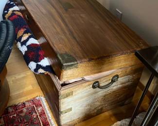 Vintage Wooden Storage Chest Trunk