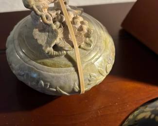 Carved Soapstone Bird Trinket Box