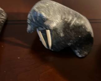 Eskimo Carved Soapstone Walrus Figurine