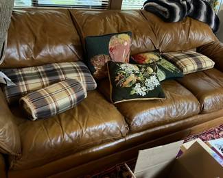 Brown Leather 3-Seat Sofa
