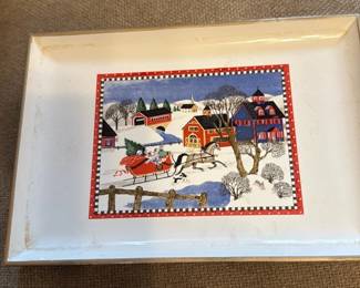 Vintage Winter Scene Decorative Tray