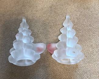 Frosted Glass Pinecone Candle Holder Set