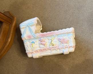 Vintage Baby Crib Ceramic Planter
