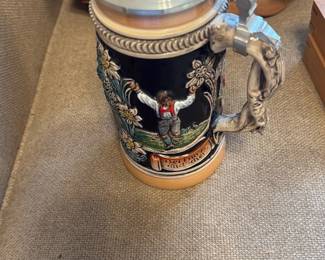 German Beer Stein with Pewter Lid