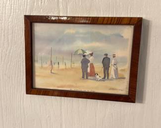 Framed Vintage Beach Scene Print