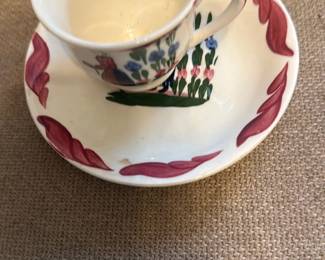 Hand-Painted Floral Cup and Saucer