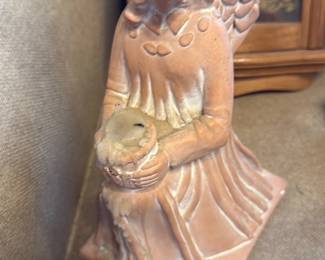 Terracotta Angel Figurine with Dove