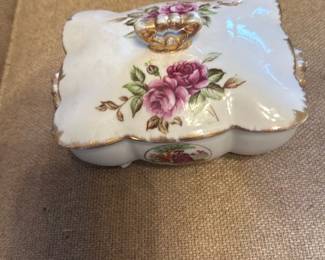 Porcelain Floral Jewelry Trinket Box