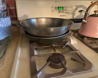 . . . frying pan and stainless mixing bowl