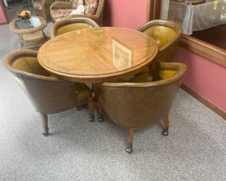 Vintage KItchen Table Set With Glass Top
