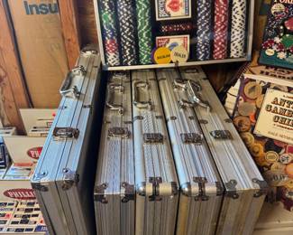 Tons of poker sets on carrying cases