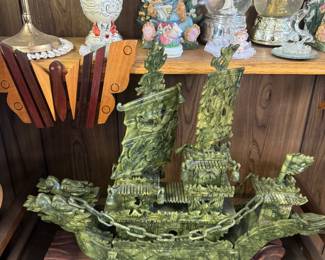 Jade Stone Chinese Ship