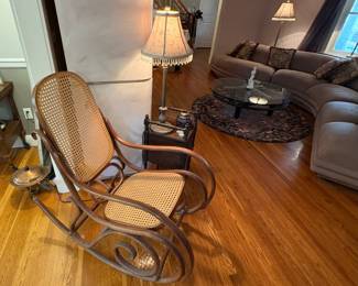 Vintage MCM Cane Rocking Chair 