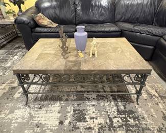 Limestone & Iron Coffee Table 