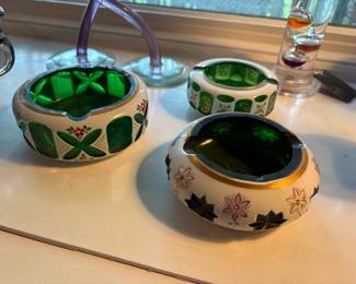 Czech Bohemian Glass Ashtrays