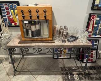 Limestone & Iron Sofa Table 