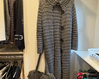 Hand Knitted Duster & Handbag Set